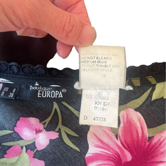 Boutique Europa Floral Midi Slip Dress Lace Trim Lightweight Womens Size 6 - Picture 7 of 9